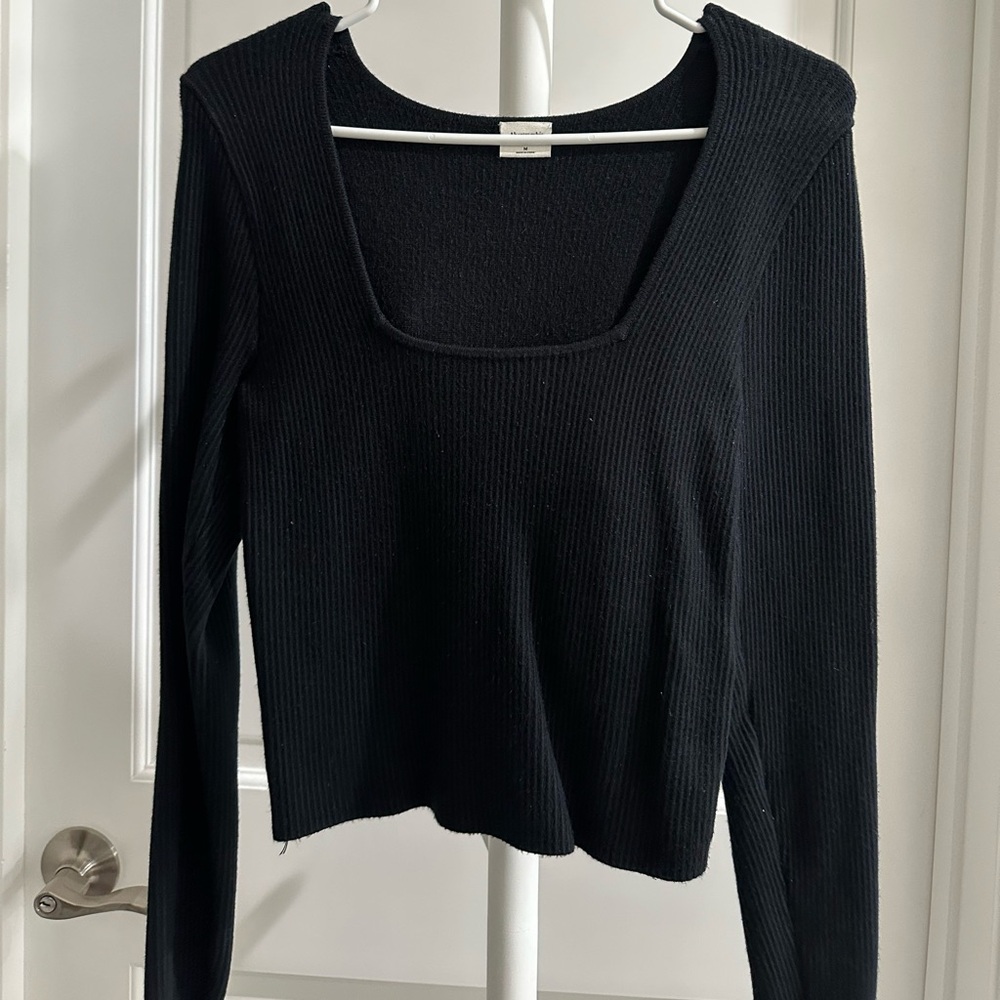 abercrombie fitch long sleeve ottoman squareneck top black